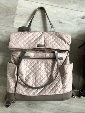 Tumi Quilted Backpack Tote in Light Blush with Taupe Trim